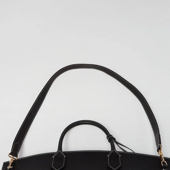 Burberry Black Leather Check Wool Medium Society Tote Bag - Picture 6 of 12